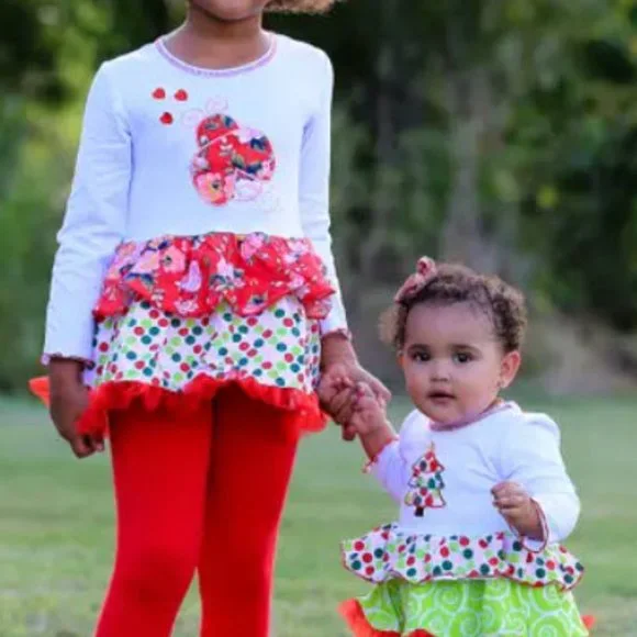 Swirl Christmas Tree Rumba Tunic & Ruffle Pants Set - Picture 5 of 10